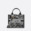 Black and White Plan de Paris Embroidery with Black Calfskin (26.5 x 22 x 14 cm)